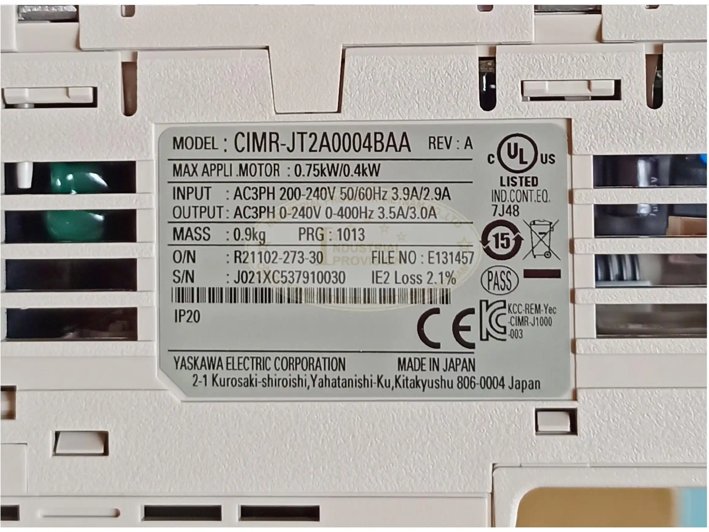 Biến tần Yaskawa J1000 0.4/0.75kW 220V, CIMR-JT2A0004BAA 21 CIMR-JT2A0004BAA