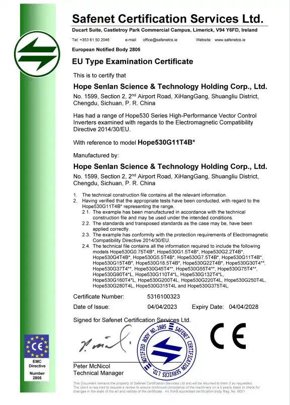 Ưu điểm của biến tần Slanvert so với các thương hiệu khác 8 HOPE530 CE EMC